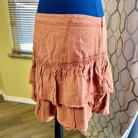Free People Petrichor Rust Orange Ruffles in The Sand Mini Skirt - Picture 10 of 14